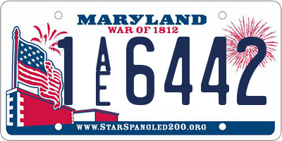 MD license plate 1AE6442