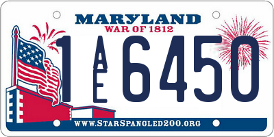 MD license plate 1AE6450
