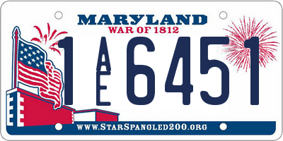 MD license plate 1AE6451