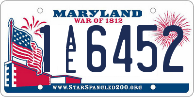 MD license plate 1AE6452