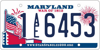 MD license plate 1AE6453