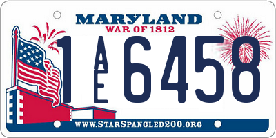 MD license plate 1AE6458