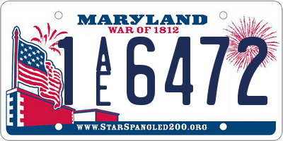 MD license plate 1AE6472