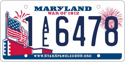 MD license plate 1AE6478