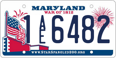 MD license plate 1AE6482