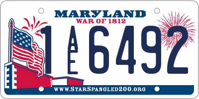 MD license plate 1AE6492