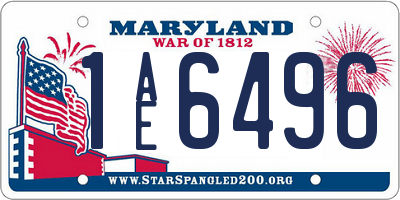 MD license plate 1AE6496