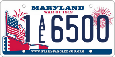 MD license plate 1AE6500