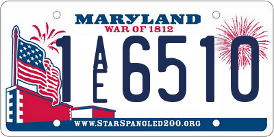 MD license plate 1AE6510