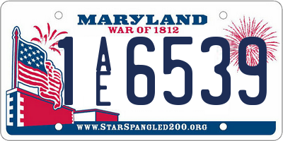 MD license plate 1AE6539
