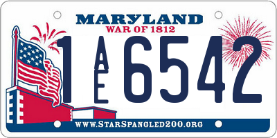 MD license plate 1AE6542
