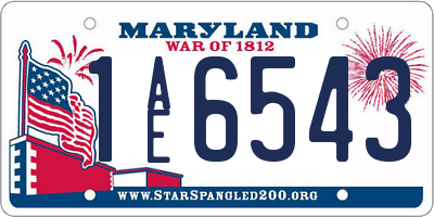 MD license plate 1AE6543