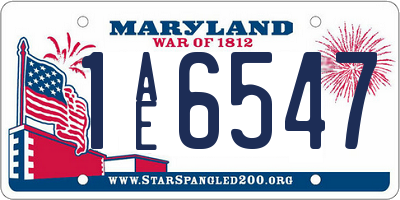 MD license plate 1AE6547