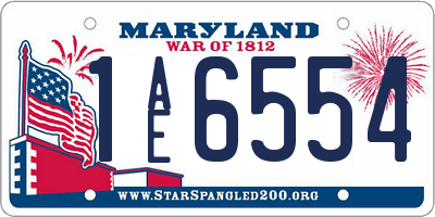 MD license plate 1AE6554