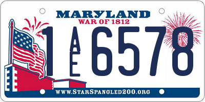 MD license plate 1AE6578