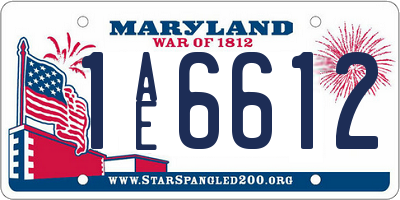 MD license plate 1AE6612