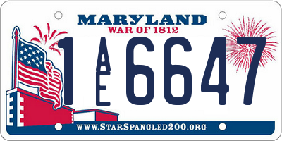 MD license plate 1AE6647
