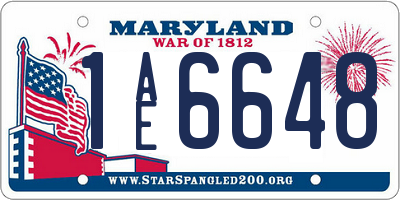 MD license plate 1AE6648