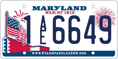 MD license plate 1AE6649