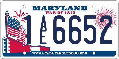 MD license plate 1AE6652
