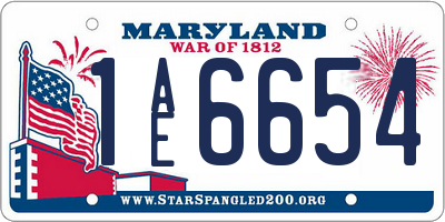 MD license plate 1AE6654
