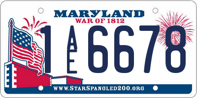 MD license plate 1AE6678