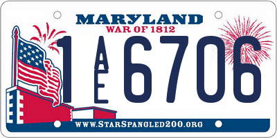 MD license plate 1AE6706