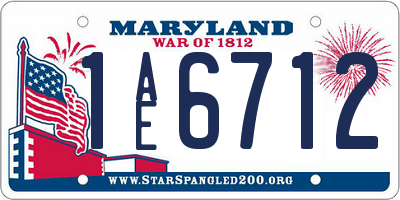 MD license plate 1AE6712