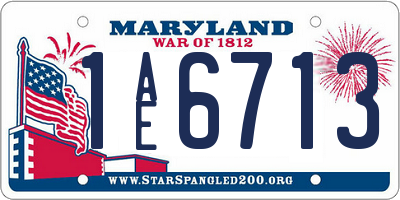 MD license plate 1AE6713