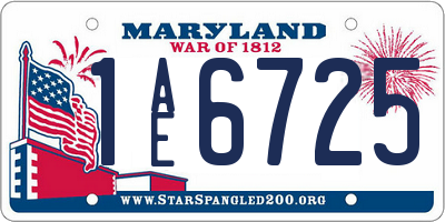 MD license plate 1AE6725