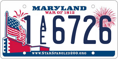 MD license plate 1AE6726