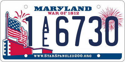 MD license plate 1AE6730