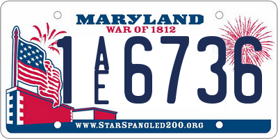 MD license plate 1AE6736