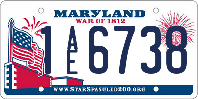MD license plate 1AE6738