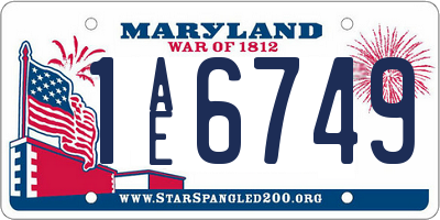 MD license plate 1AE6749