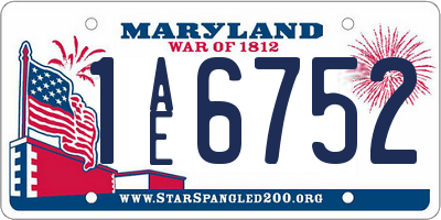 MD license plate 1AE6752