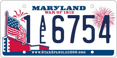 MD license plate 1AE6754