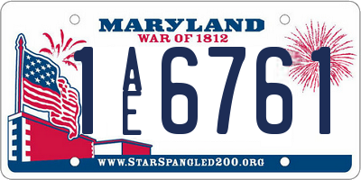 MD license plate 1AE6761