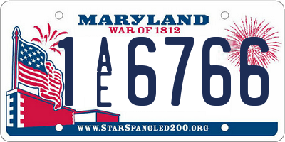 MD license plate 1AE6766
