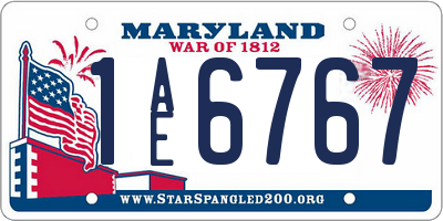 MD license plate 1AE6767