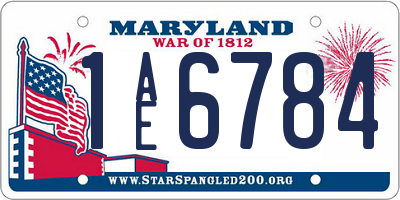 MD license plate 1AE6784