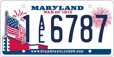 MD license plate 1AE6787