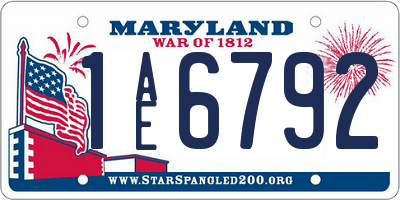 MD license plate 1AE6792
