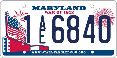 MD license plate 1AE6840
