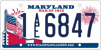 MD license plate 1AE6847