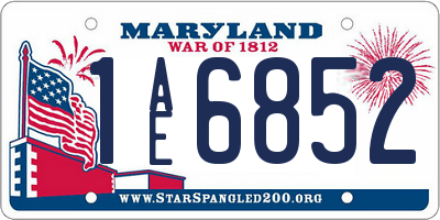 MD license plate 1AE6852