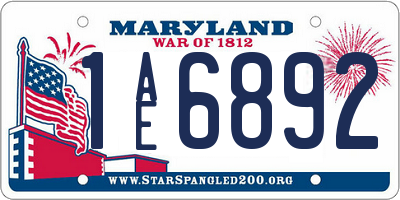 MD license plate 1AE6892