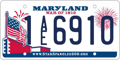 MD license plate 1AE6910