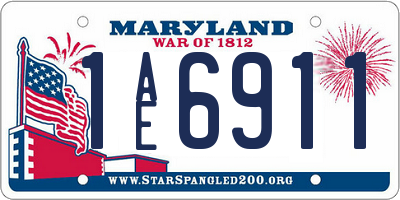 MD license plate 1AE6911