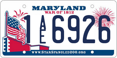 MD license plate 1AE6926